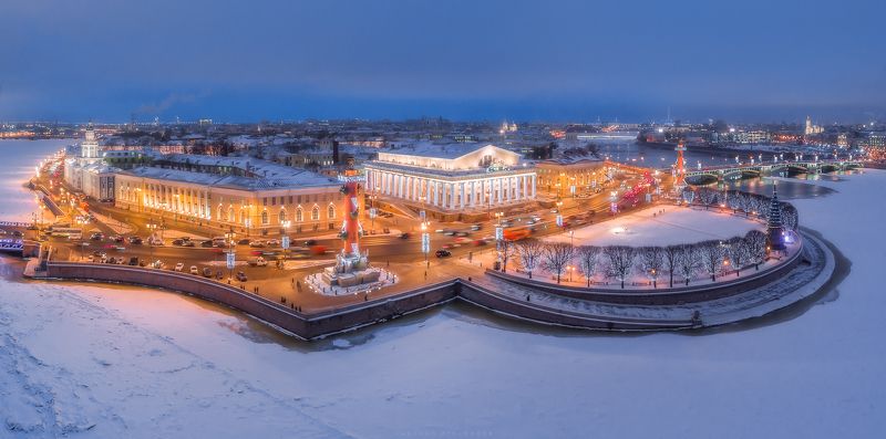 Квадрокоптер, город, пейзаж Стрелка Васильевского острова, Санкт-Петербург фото превью