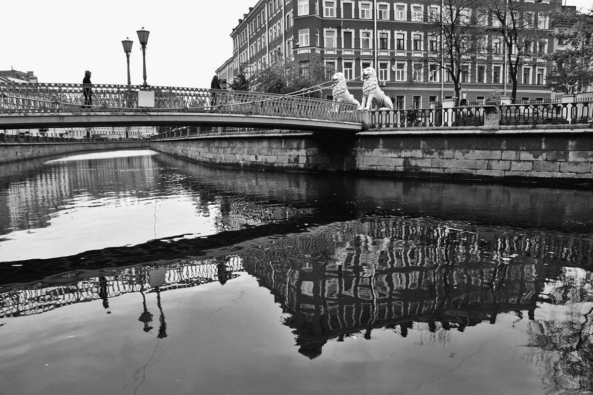 спб, река, мост, набережная, львы, чб, апатиты, Николай Смоляк