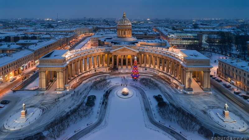 россия, петербург, санкт-петербург, город, архитектура, зима Казанский собор фото превью