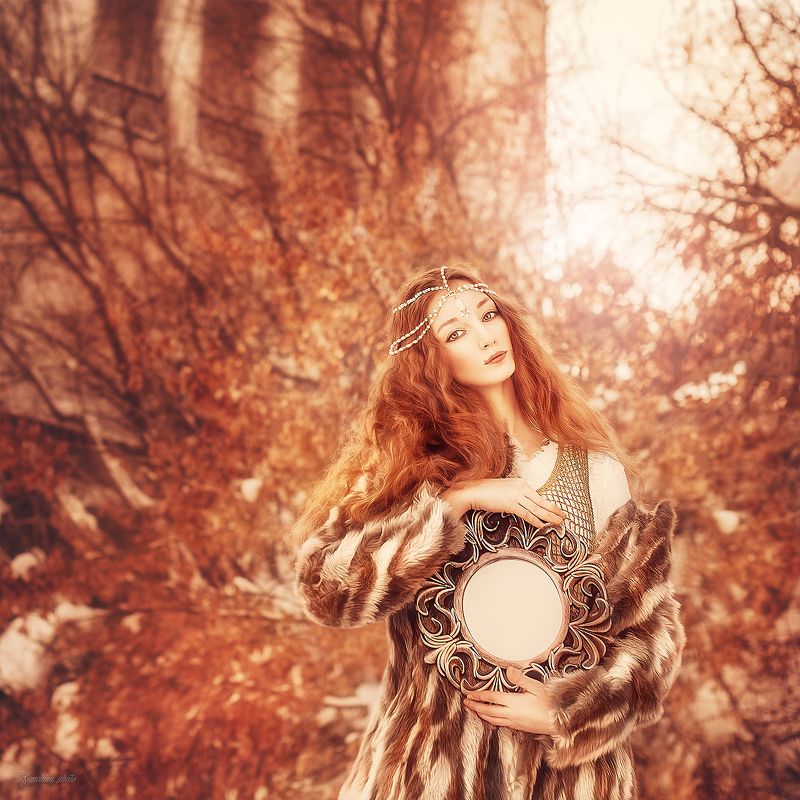 девушка, портрет, зима, красный, солнце, рыжые волосы, рыжеволосая, винтаж, girl, portrait, red, red hair, ginger, vintage, winter  фото превью