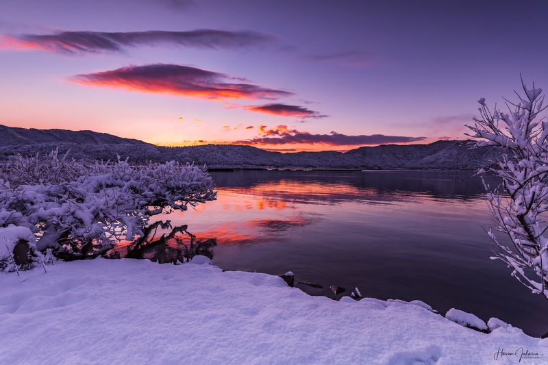 winter snow morning lake landscape shiga japan Winter Morning фото превью
