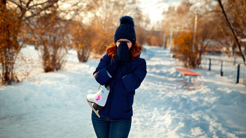 зимнее фото, морозный день, морозно,на каток, фигуристка, фигурное катание, уличный портрет, уличное фото Анна фото превью