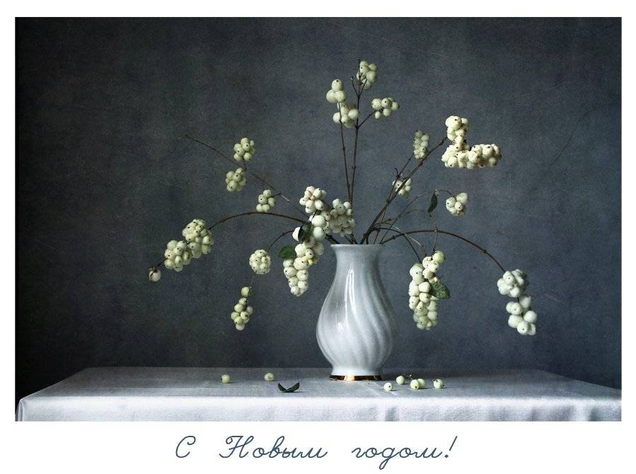 натюрморт, с новым годом, снежноягодник, Курочкина Диана