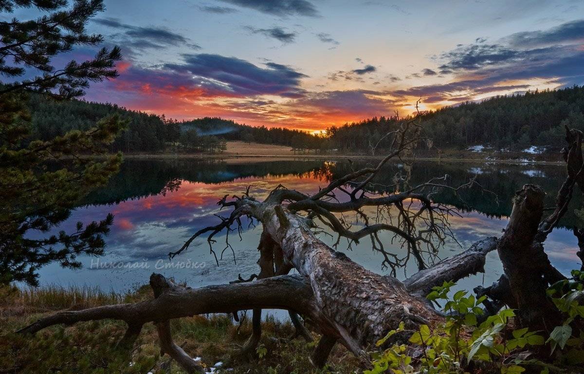кавказ горы осень озеро хорлакёль утро заря, Николай Стюбко