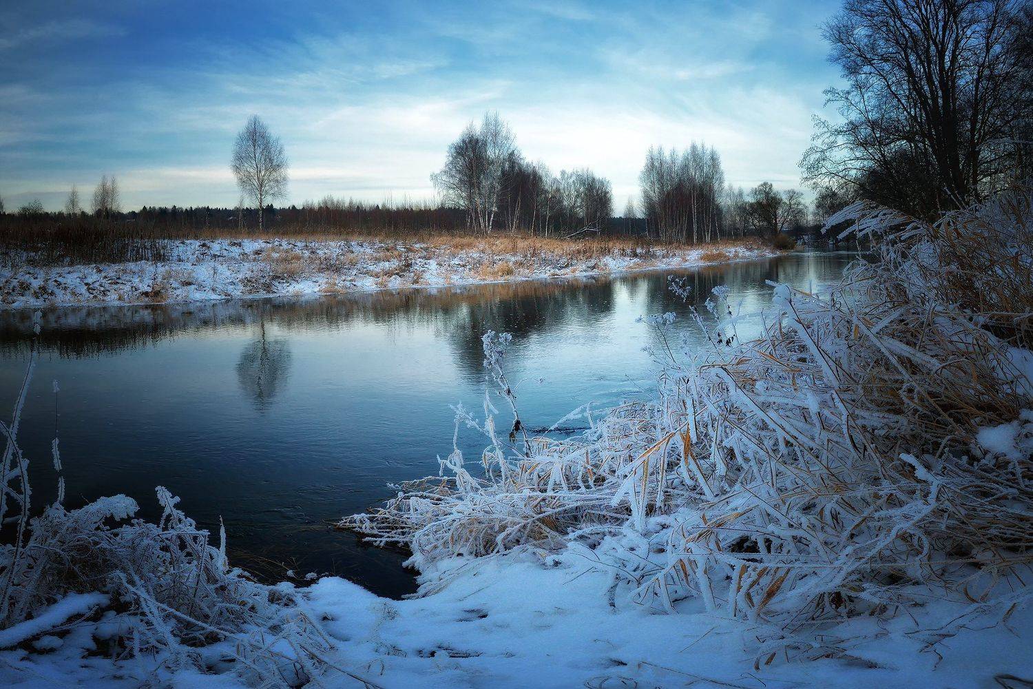 лес, природа, пейзаж, зима, река, вода, ручей, подмосковье, Алексей Никонов