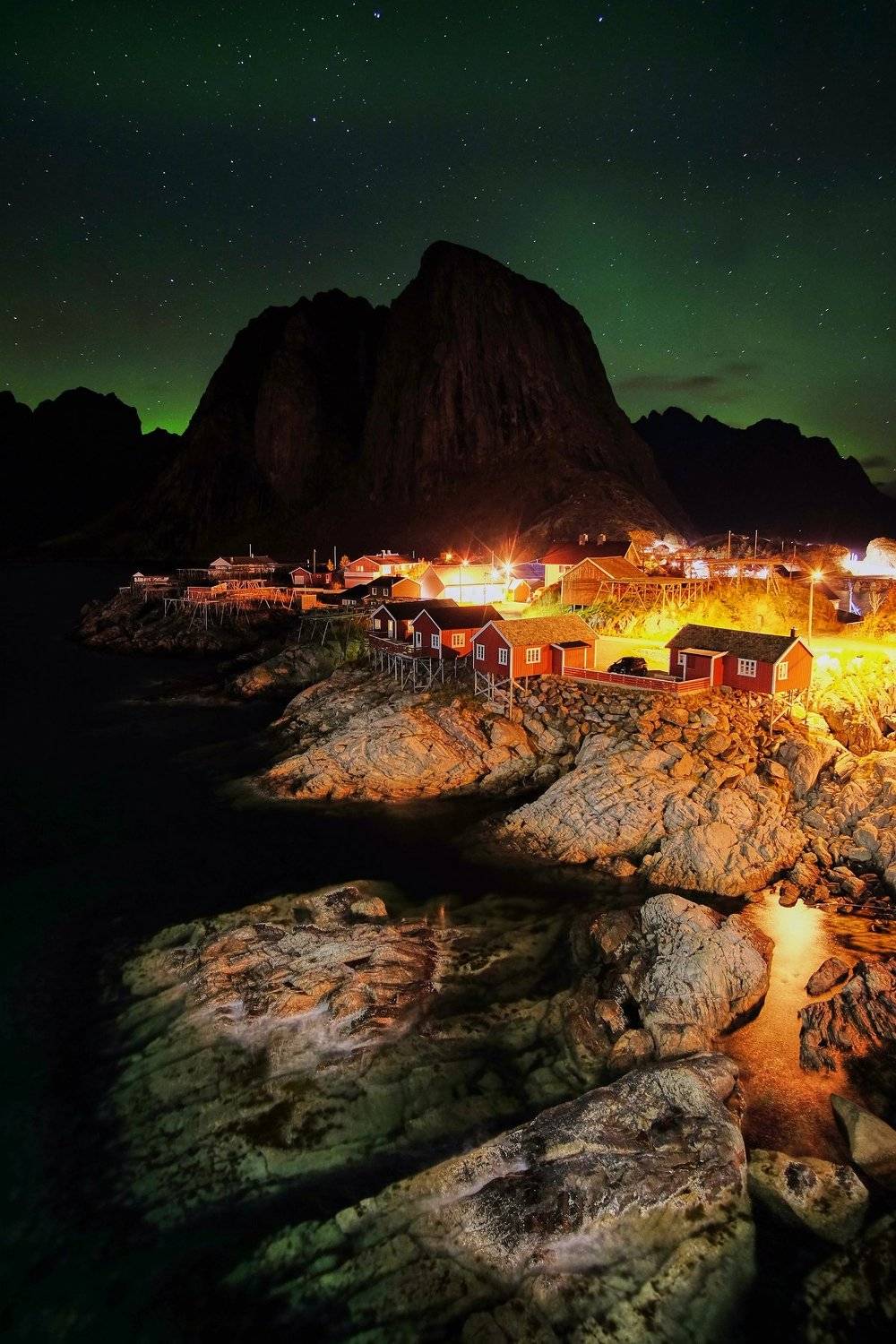aurora,norway,night,northen lights,lofoten,reine,hamnoy, Kobran