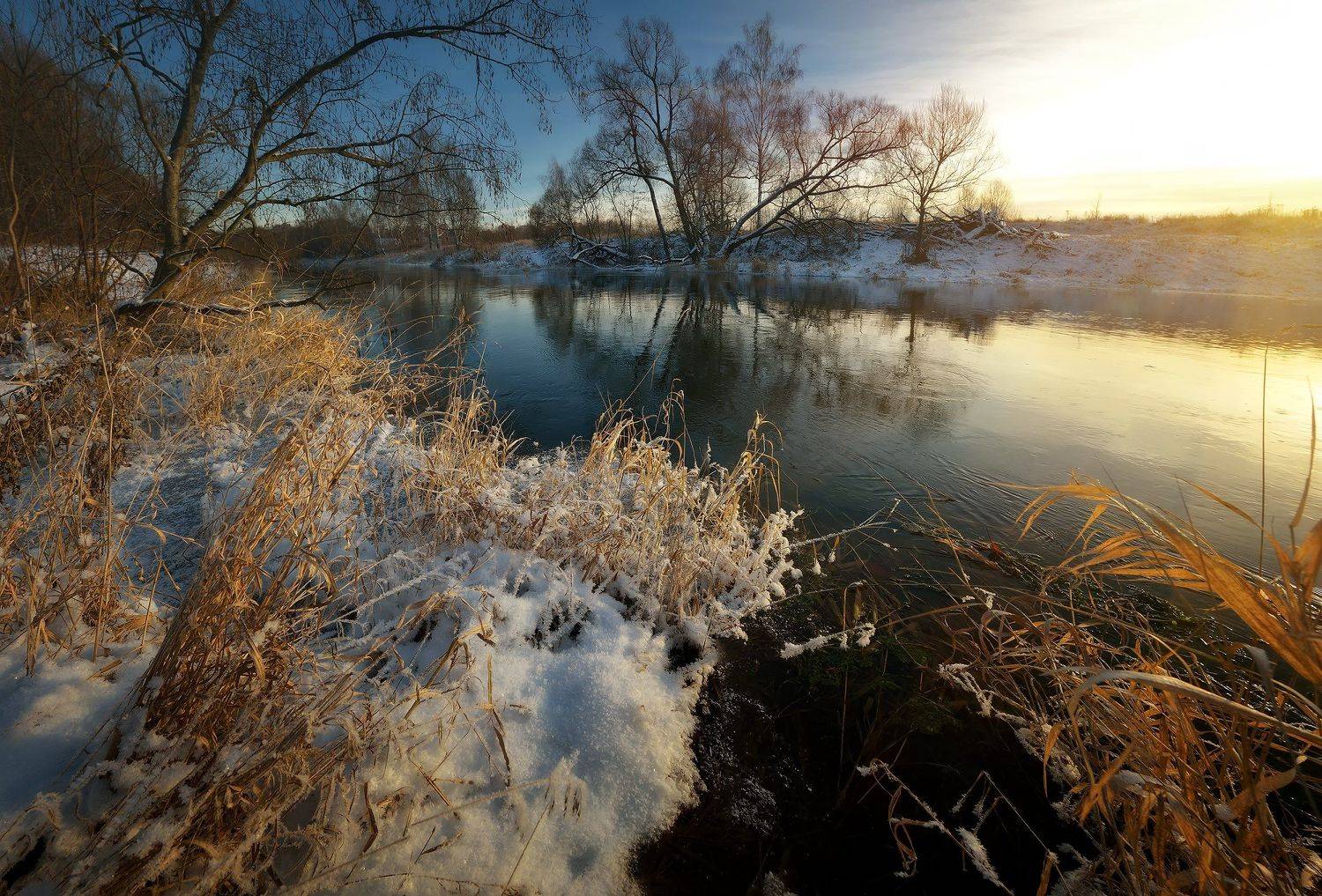лес, природа, пейзаж, зима, река, вода, ручей, подмосковье, Алексей Никонов