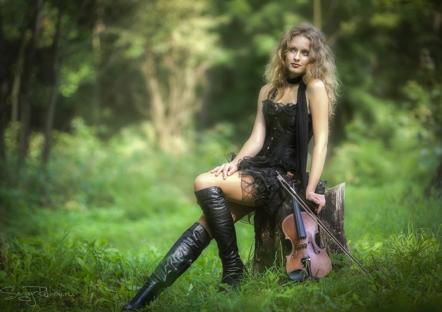 девушка, скрипка, лес, портрет, portrait, rekhov, Сергей Рехов