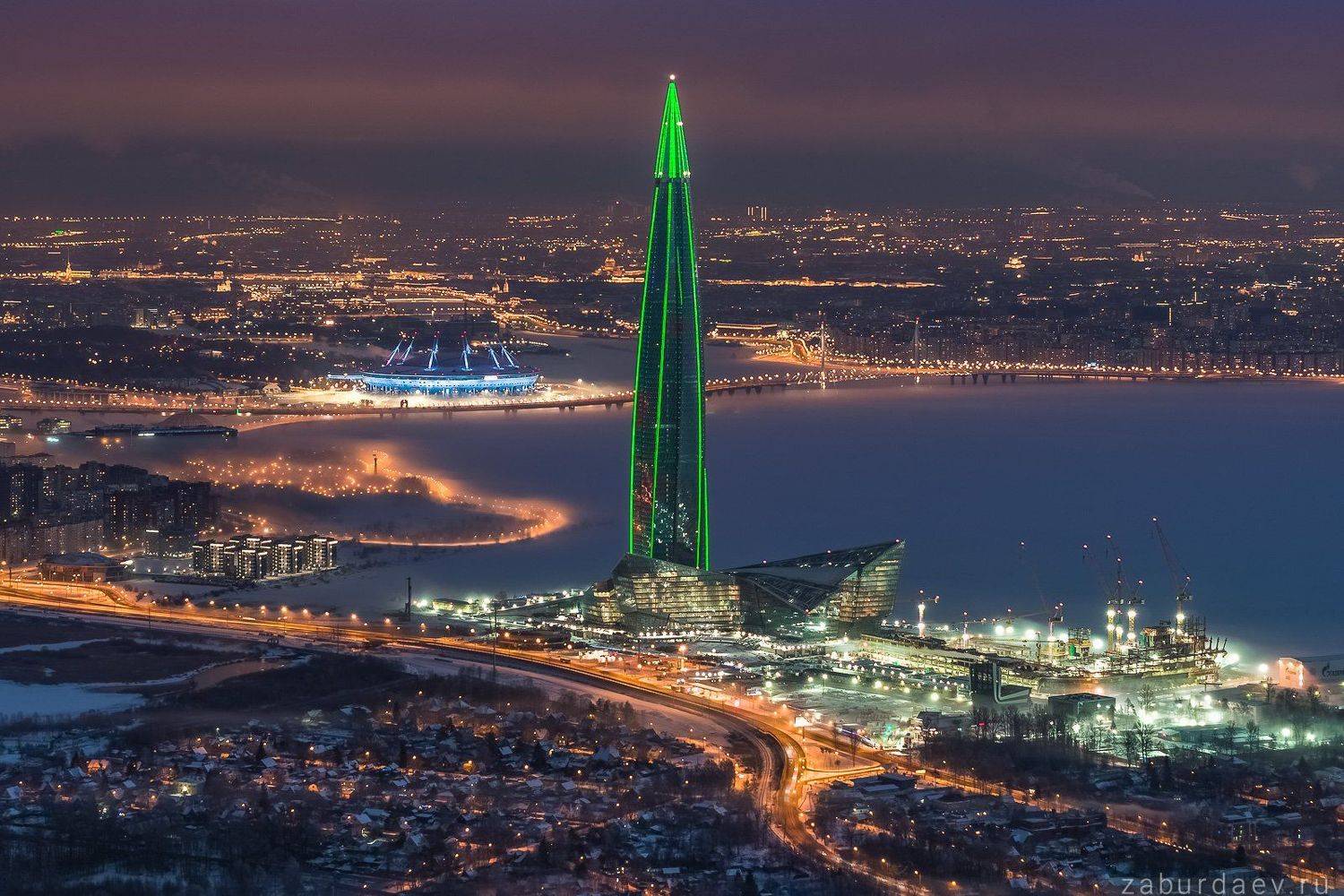 россия, петербург, санкт-петербург, вечер, зима, аэрофотосъемка, дрон, Станислав Забурдаев