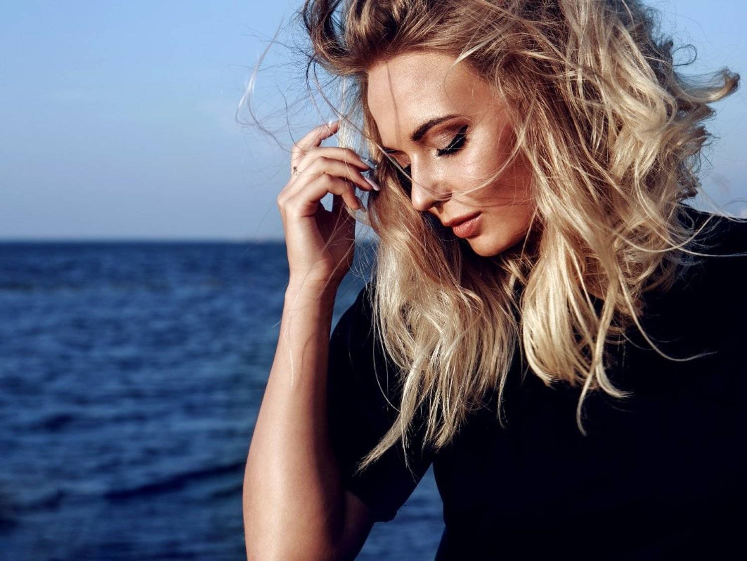 девушка, ветер, море, портрет, волосы, Elvira Chueshkova