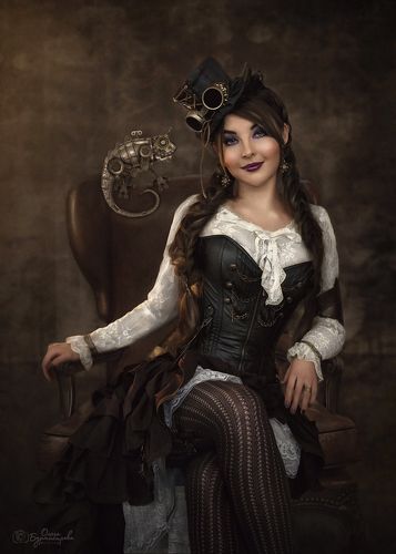 Steampunk girl and her pet