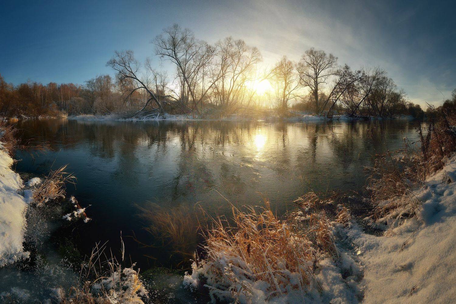 лес, природа, пейзаж, зима, река, вода, ручей, подмосковье, Алексей Никонов
