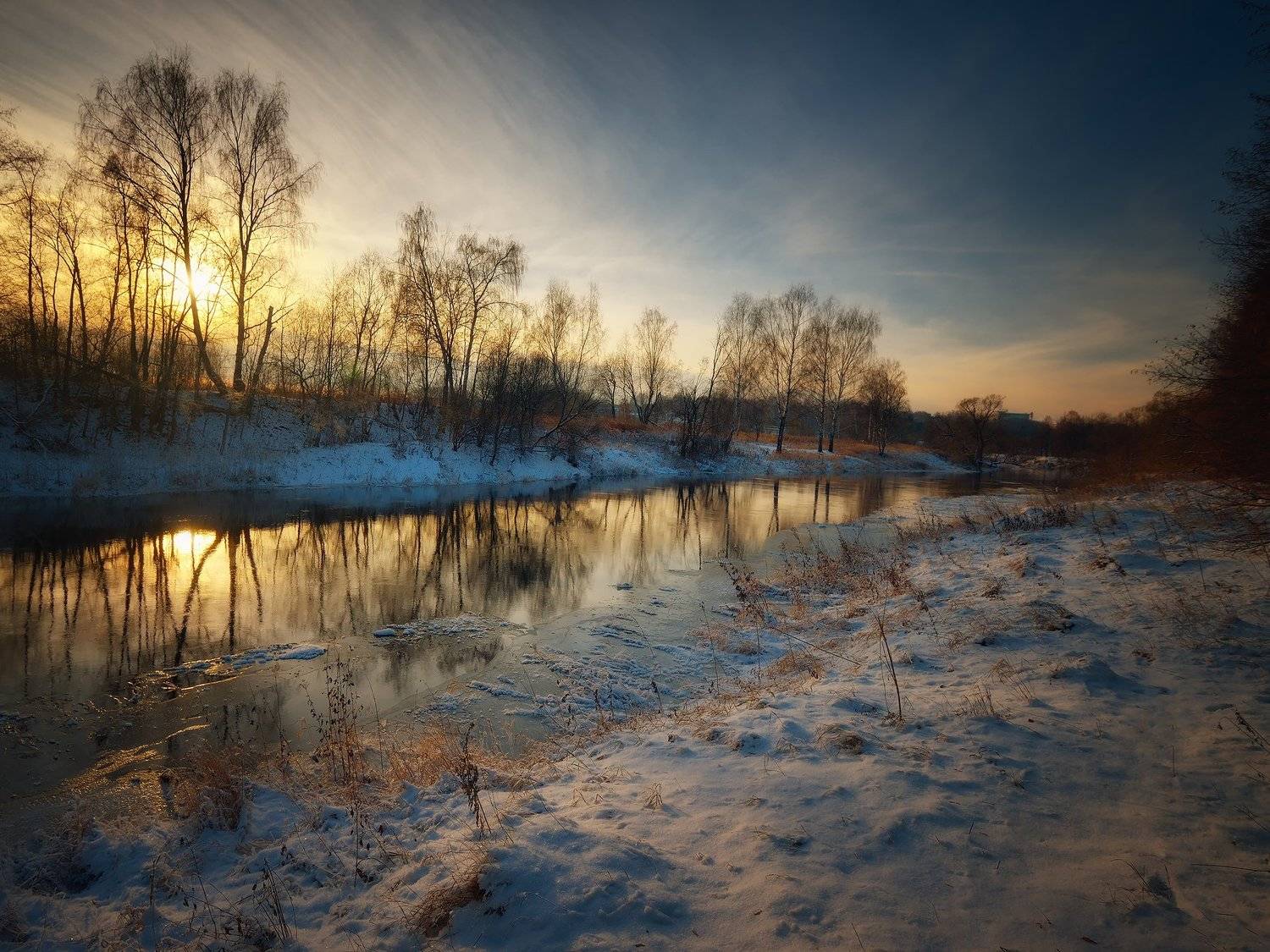 лес, природа, пейзаж, зима, река, вода, ручей, подмосковье, Алексей Никонов