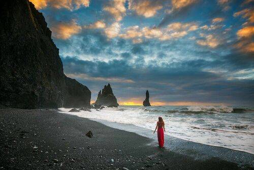 Black Beach Red Girl