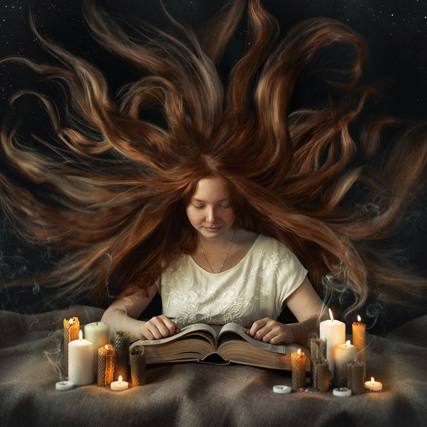 девушка, рыжая, коллаж, гадани, фотоколлаж, Бабинцева Мария