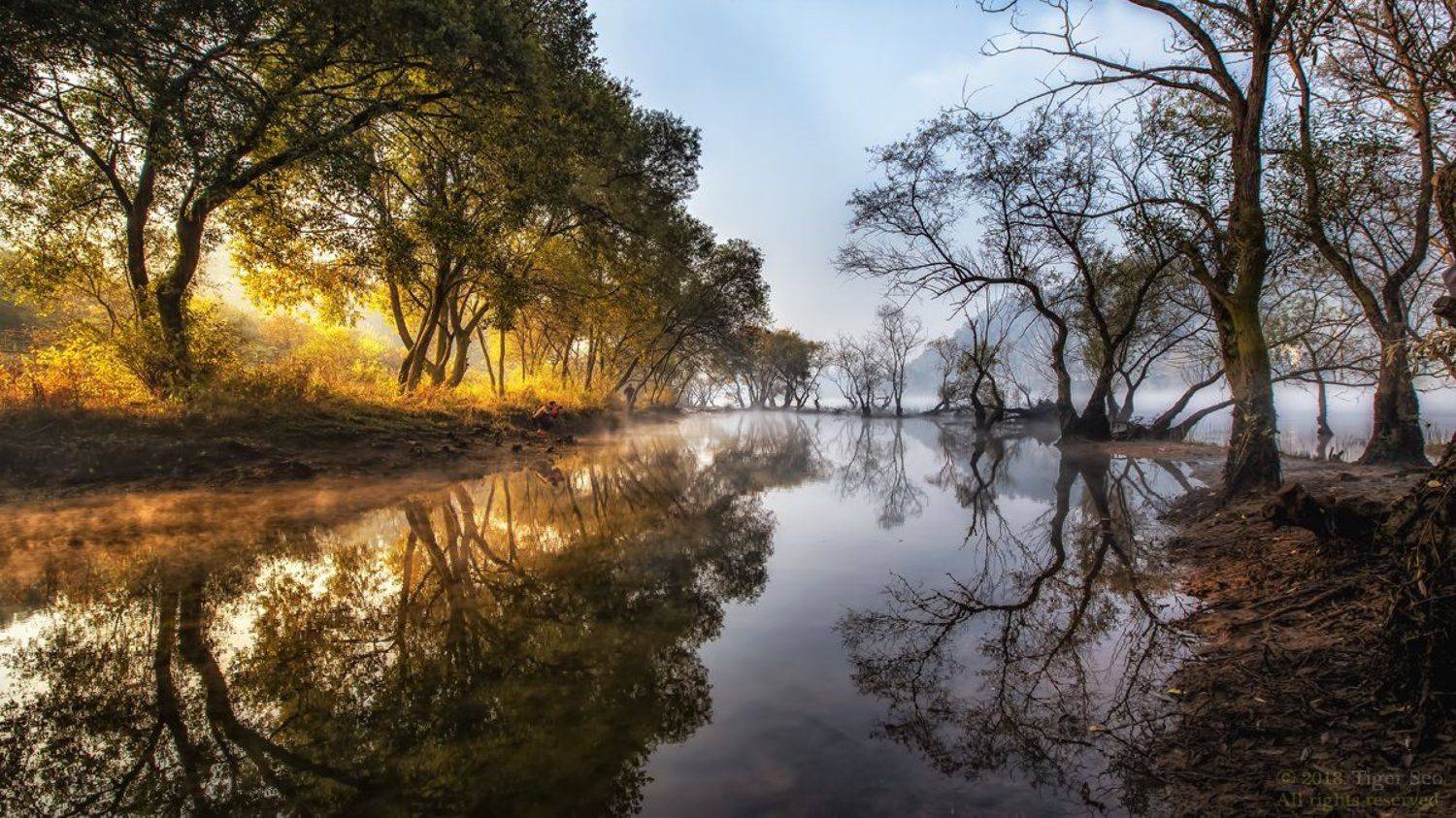 reflection landscape waterside water light sunrise Korea, Seo Tiger