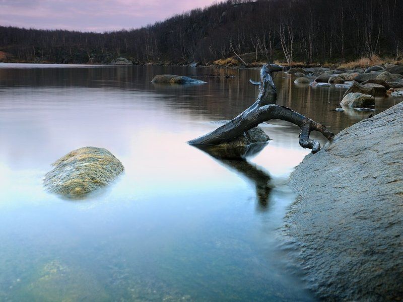 озеро, осень, вечер Сказания северных озер фото превью