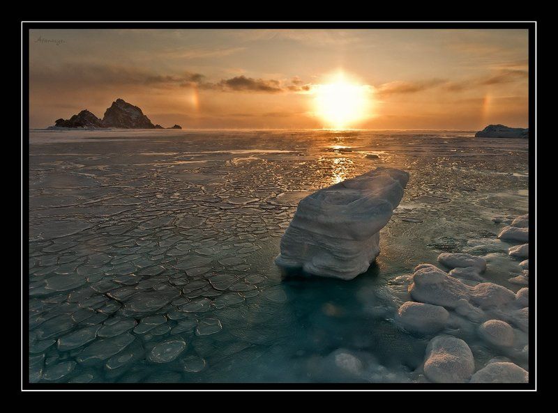 магадан, три брата, охотское море, лед, рассвет, гало, солнце, снег, море Утро Охотского моря фото превью