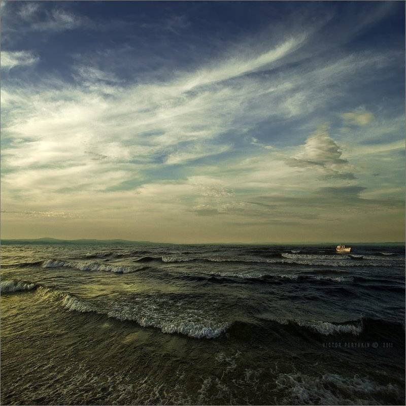 байкал, бурятия, сухая, перякин, кораблик, прибой, волны, вечер, Виктор Перякин