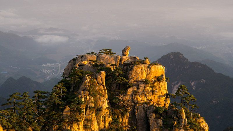 хуаншань,китай,huangshan Stone Monkey Gazing over the Sea of Clouds фото превью