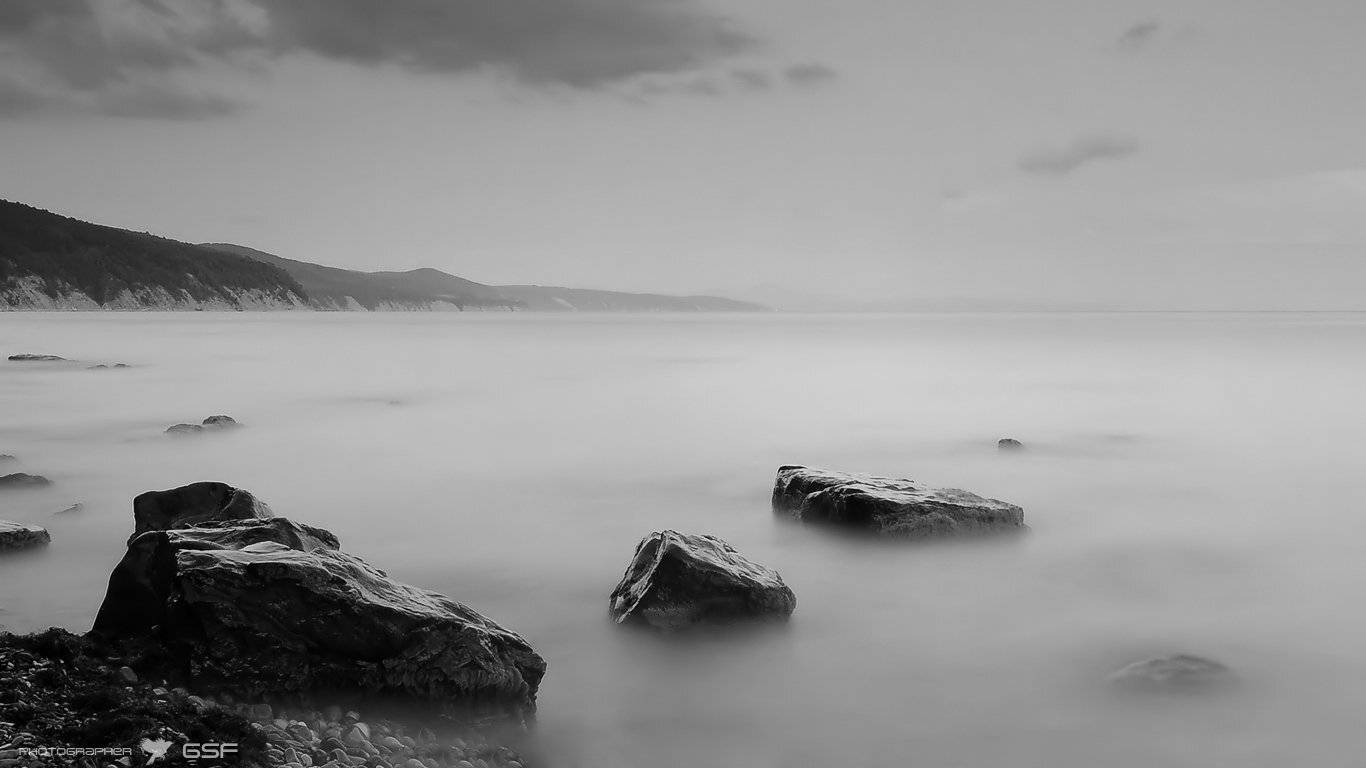 камни, море, чб, Serj Master