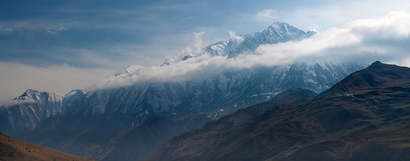 кбр, скалистый хребет, горы, облака, чегемское ущелье Чегем, непогодно... фото превью