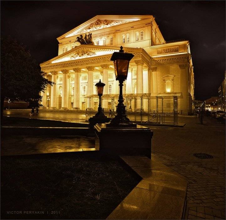 москва, большой, театр, опера, балет, реставрация, свет, фонари, ночной, город, Виктор Перякин