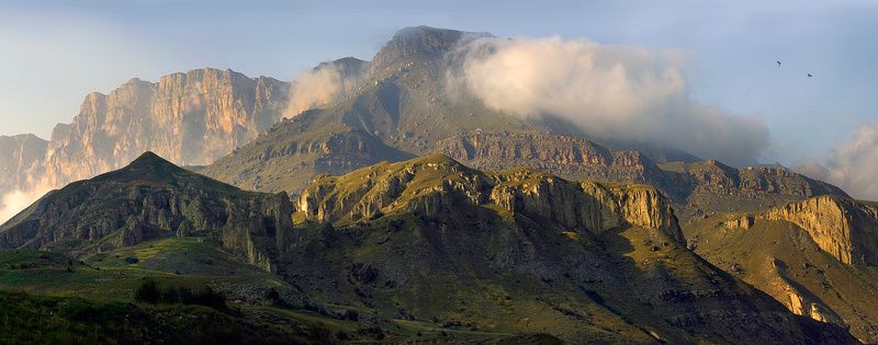 кбр, чегемское ущелье, горы, облака, лошади, радуга Актопрак. Осеннее настроение... фото превью