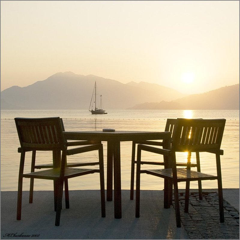 турция, мармарис, рассвет Место для завтрака фото превью