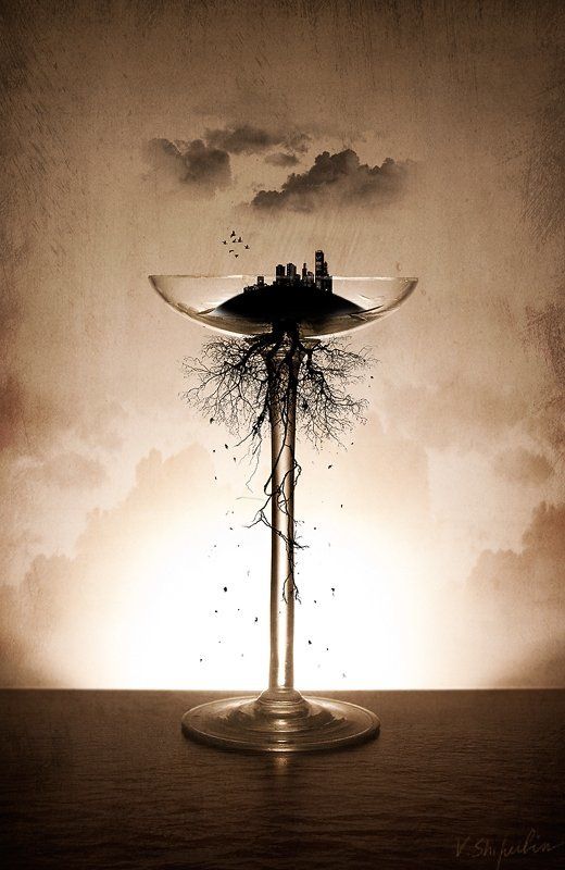 babylon,glass,city,clouds,sea,photo,art,still life,digital,vladimir,shipulin,tree,birds,владимир,шипулин,фото,арт,натюрморт,цифровое,искусство,город,птицы,стекло,стакан,корни Вавилон... фото превью