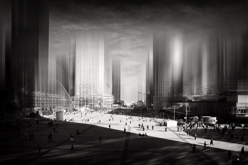 париж, франция, город, дефанс, площадь, здание, архитектура, люди, тень, свет, небо, dyadyavasya Пронзая небо фото превью