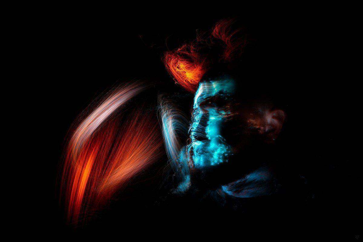 light painting, 20s, selfie, selfportrait, portrait, Wojciech Grzanka