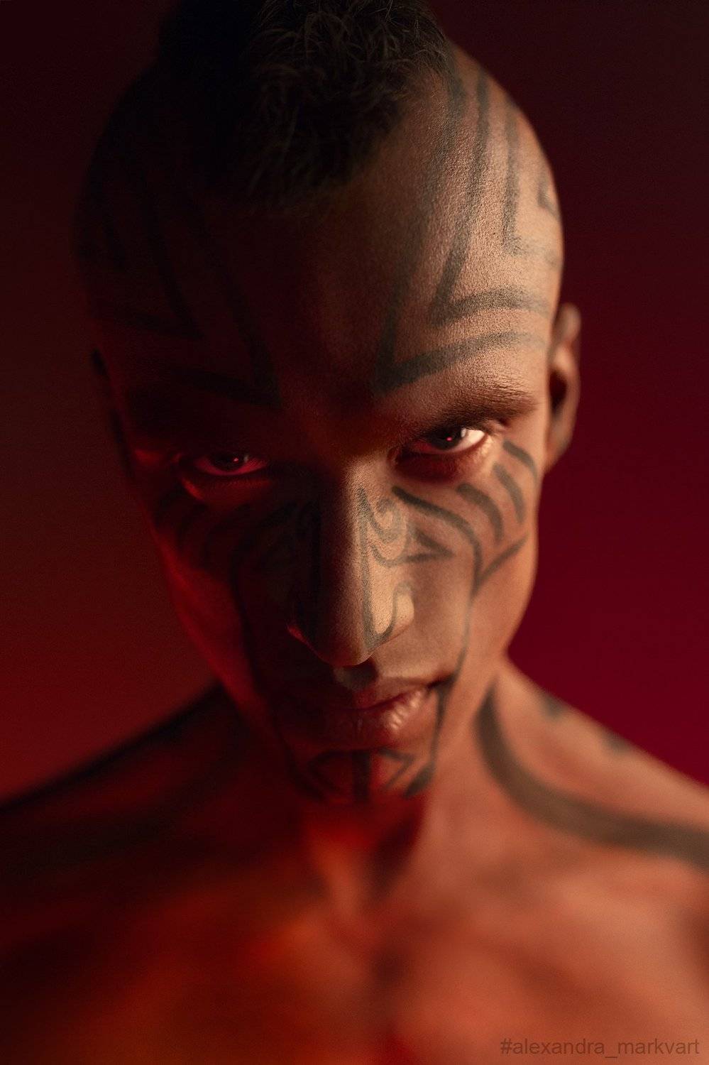 Цветной свет, маори, бьюти, фэшн, портрет, мужчина, злость, Color light, Maori, beauty, fashion, portrait, man, anger, Александра Маркварт