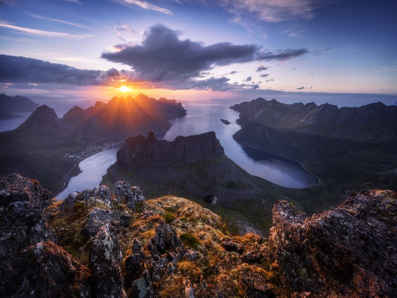 пейзаж, норвегия, сенья, norway, keipen, закат, горы, mountains Закат на Кайпене фото превью