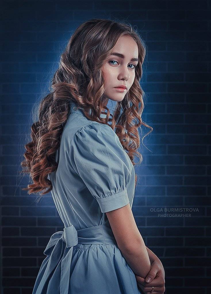 фото в образе, сказка, арт фото, голубое платье, локоны, портрет девушки, Ольга Бурмистрова