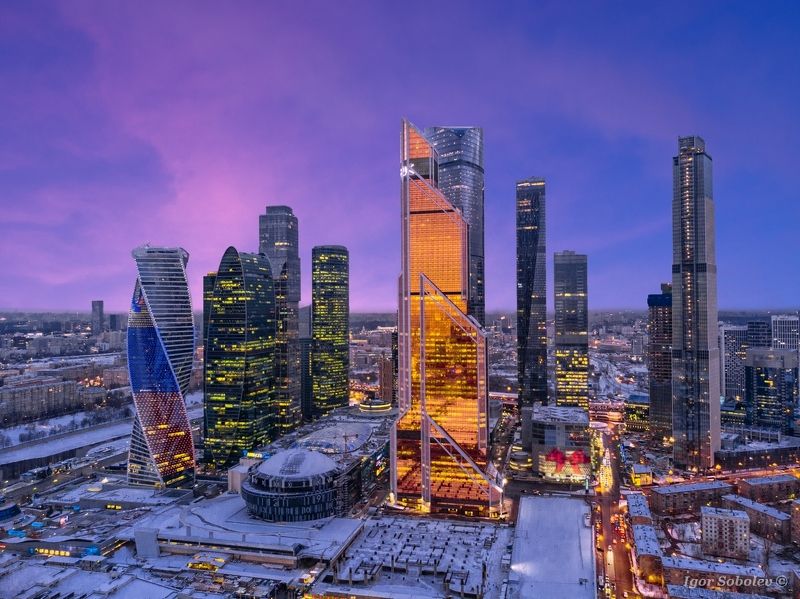 Москва-сити на закате фото превью