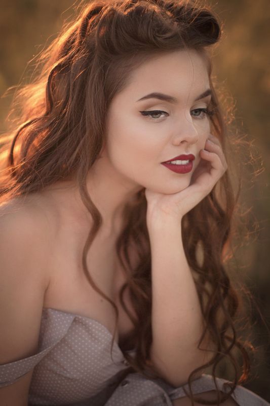 портрет девушка лето закат Summer фото превью