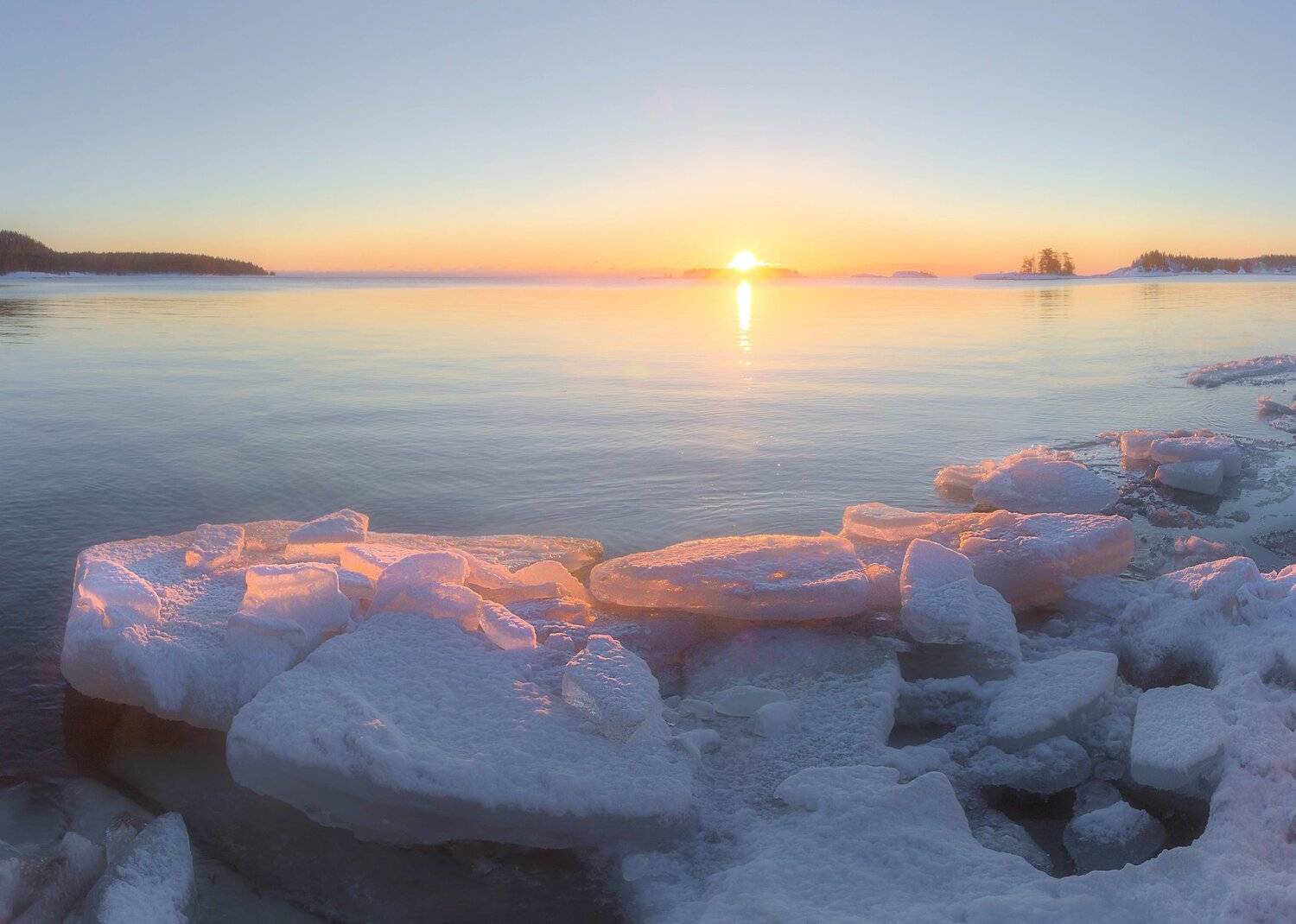 ладога, зима, шхеры, рассвет ,карелия, Павел Ващенков