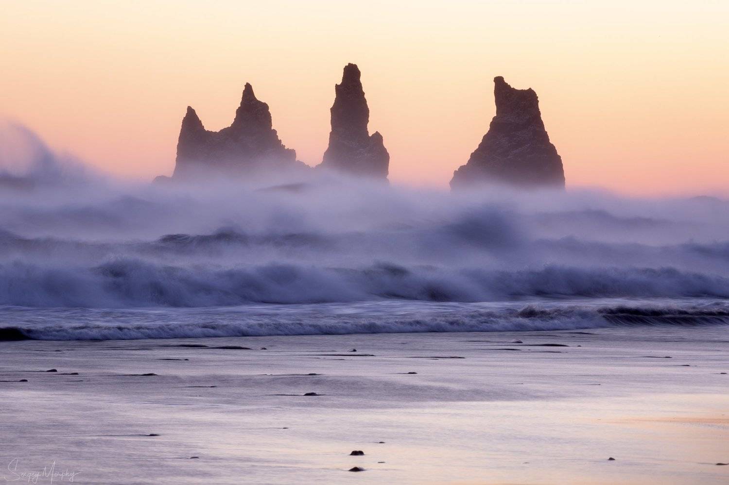 sunset, reinisdrangar, iceland, Sergey Merphy