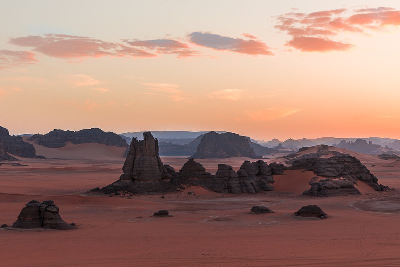 алжир, сахара, тадрарт, пустыня, песок, закат Tadrart фото превью