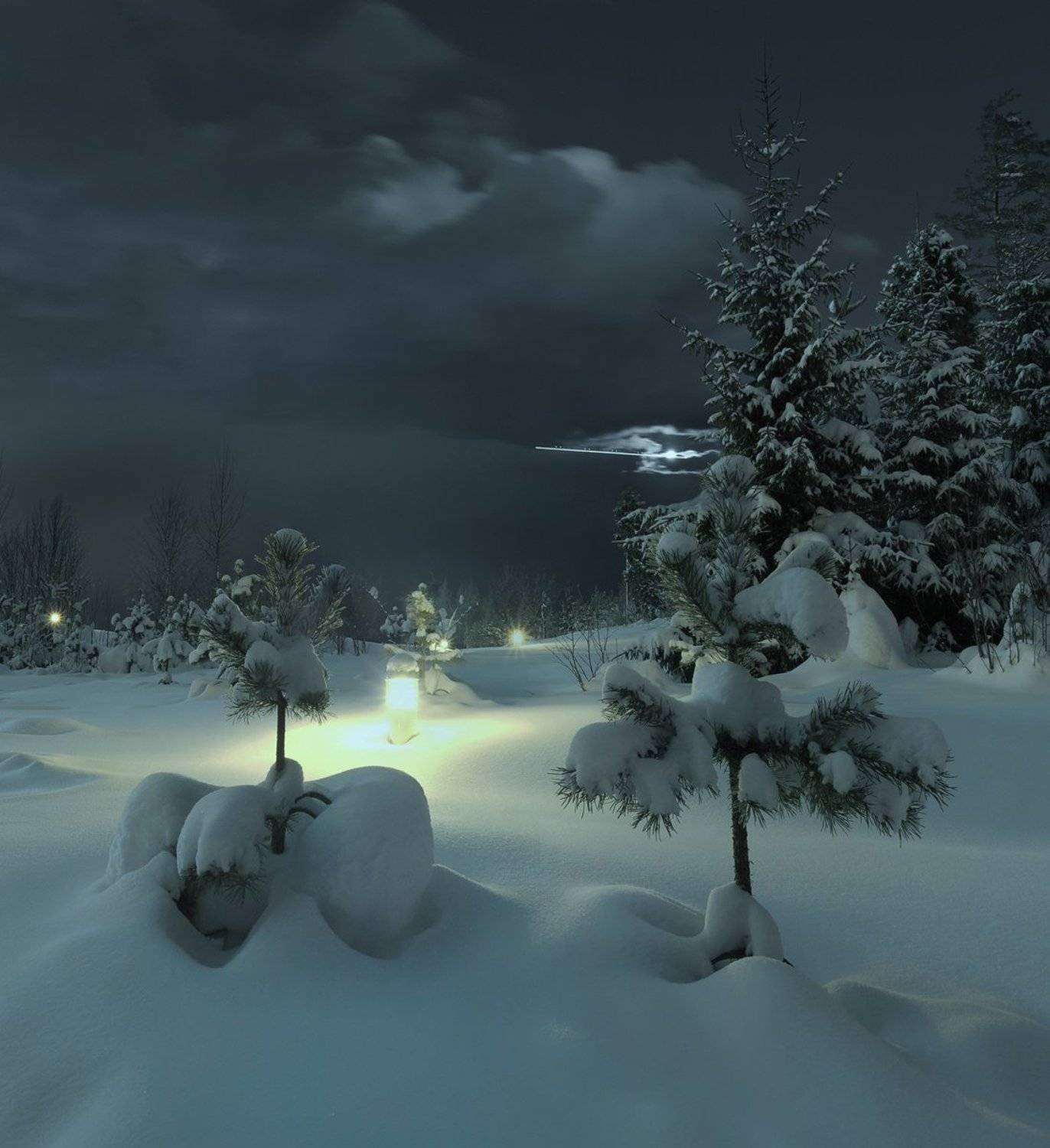 длинная выдержка, зима, ночь, луна, панорама, zapravka2