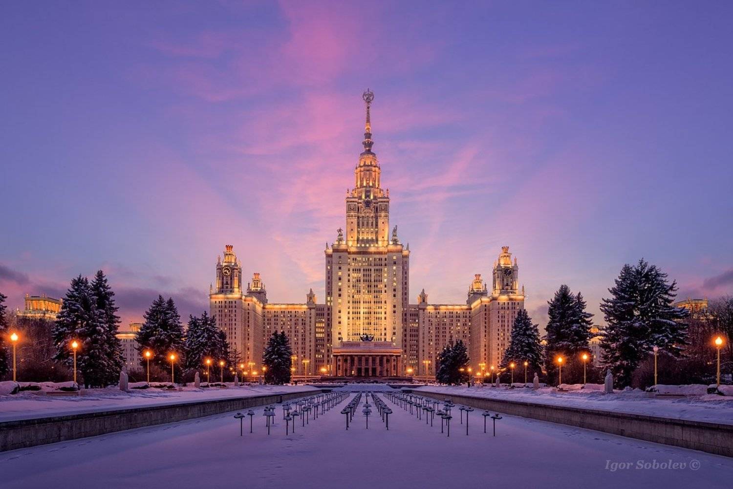 мгу, москва, закат, зима, moscow state university. moscow, sunset, winter, Игорь Соболев