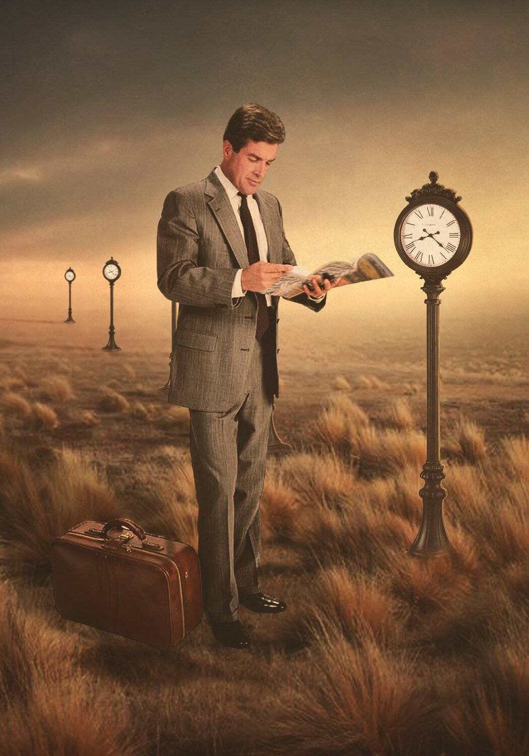 газета, мужчина, пустыня, часы, Sergii Vidov