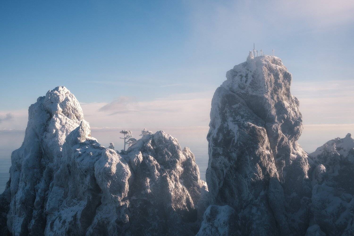 россия, крым, полуостров, пейзаж, природа, черное море, зима, снег, лес, заход солнца, закат, сугроб, ай-петри, Оборотов Алексей