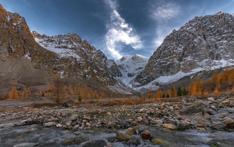 осень, горный алтай, актру, караташ Вечер на \