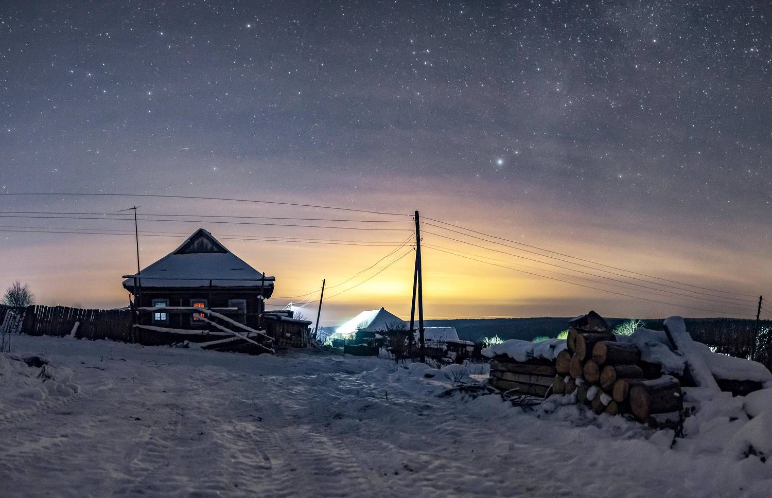 пермский край, зима, снег, астрофото, звезды, Андрей Козлов