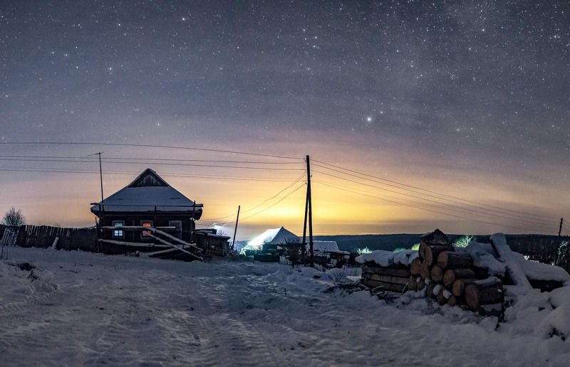 пермский край, зима, снег, астрофото, звезды Однажды ночью фото превью