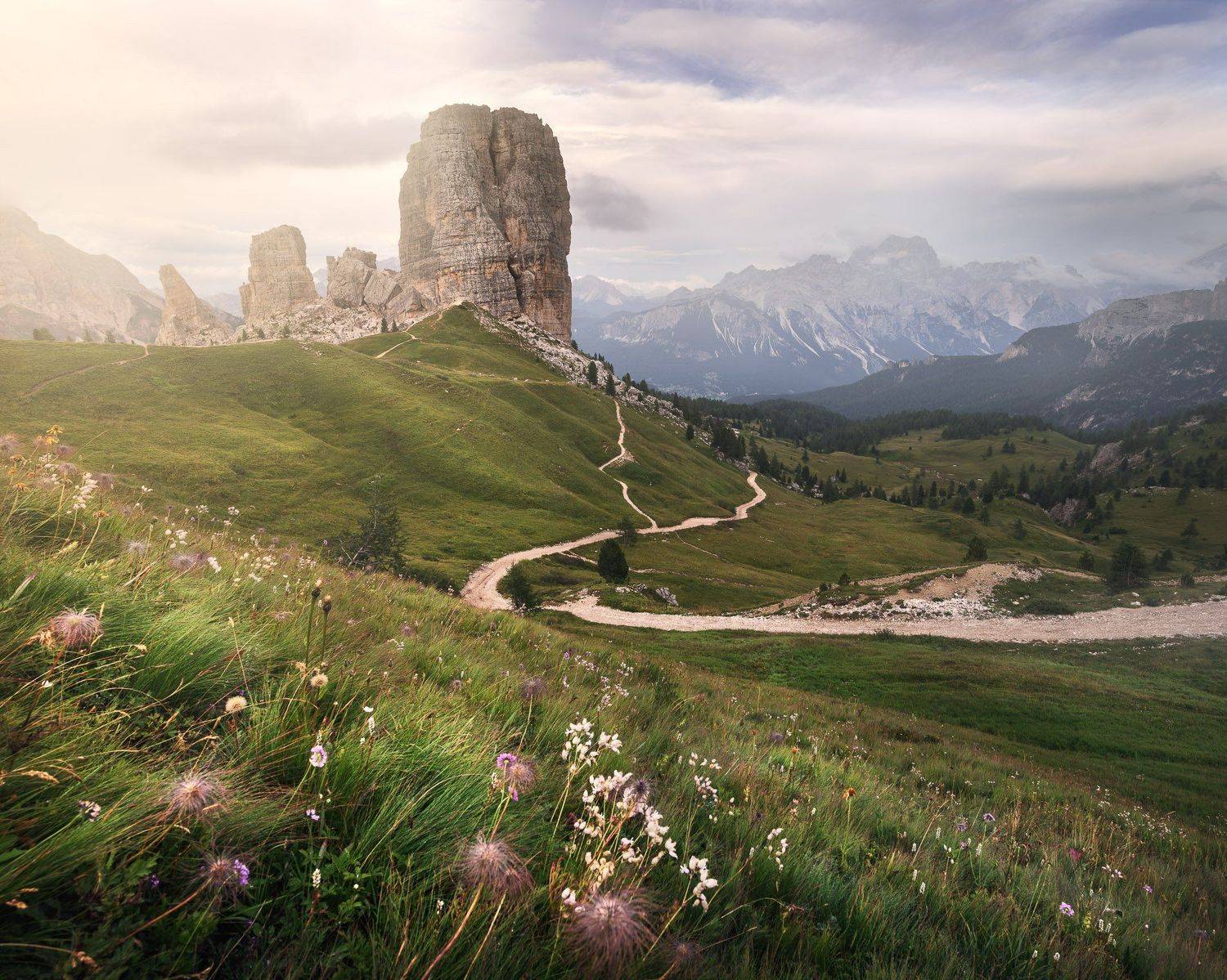 adige, alpine, alps, alto, cinque, cliff, climbing, dolomites, dolomiti, europe, evening, five, flowers, grass, green, hiking, hill, illuminated, italia, italian, italy, landscape, light, meadow, mountain, nature, outdoor, pasture, peak, ridge, rock, scen, Andrey Omelyanchuk