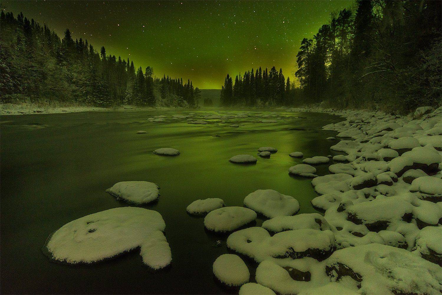 северное сияние, паанаярви, оланга, карелия, Казаков Петр