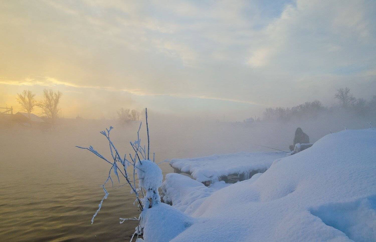 озеро, горячка, зима, рыбак, рыбалка, Михаил Агеев